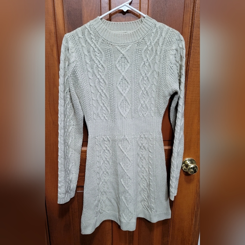 Cable knit sweater dress